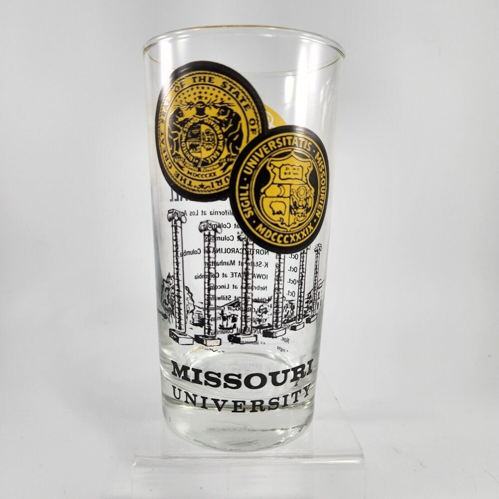 1976 Mizzou Tigers University Missouri Tumbler Drinking Glass Vintage Football